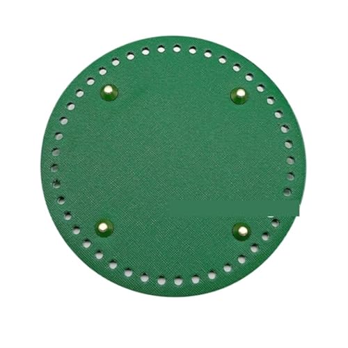 ATEUXOL Handgefertigter Boden für Gestrickte Taschen Runder Boden for gestrickte Tasche PU-Leder-Zubehör handgefertigter mit Löchern DIY Häkeltasche Basis(Green) von ATEUXOL
