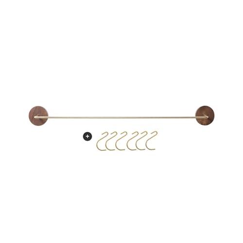 ATEUXOL Küchenutensilien-Halter Haken ohne Stanzen for die Küche, Löffelständer aus schwarzem Walnussholz, multifunktionale Lagerregale, bequemer Zugang zu Wandhalterungen(Model C-60cm) von ATEUXOL