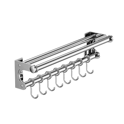 ATEUXOL Küchenutensilien-Halter Küchenutensilienhalter, Wandhalterung, Schneiderhalter mit Haken, ohne Bohren, Küchenschiene for Schneider, Topfdeckel und Schneiden(40.0cm) von ATEUXOL