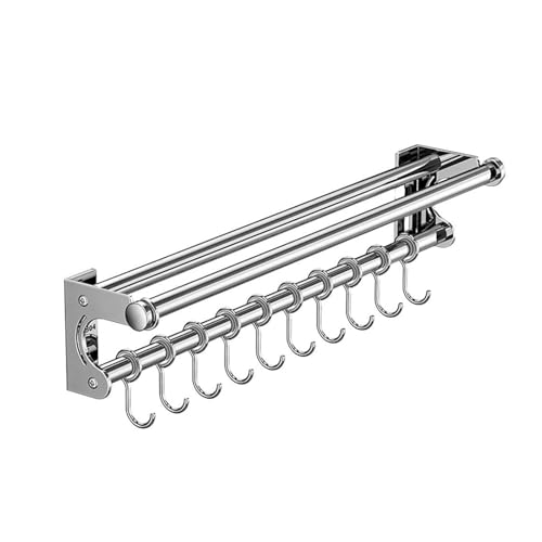 ATEUXOL Küchenutensilien-Halter Küchenutensilienhalter, Wandhalterung, Schneiderhalter mit Haken, ohne Bohren, Küchenschiene for Schneider, Topfdeckel und Schneiden(50.0cm) von ATEUXOL