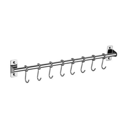 ATEUXOL Küchenutensilien-Halter Wandmontierter Utensilienständer, hängende Küchenschiene mit 6/8/10 abnehmbaren Haken(50.0cm-8) von ATEUXOL