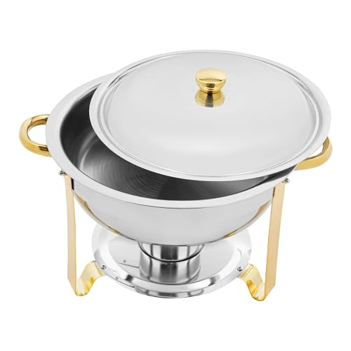 Buffet-Wärmeset Aus Edelstahl 4,5 l Chafing Dish Buffet-Set, 2/4-teilig, Gold/Silber, Edelstahl, Selbstbedienungs-Speisenwärmer for Partys/Hochzeiten, alkoholbetrieben(Gold 2pcs) von ATEUXOL