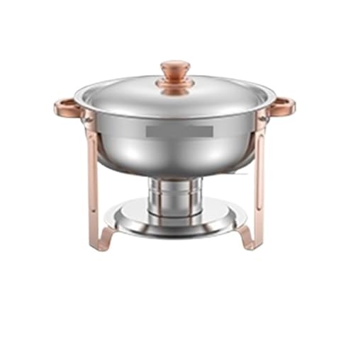 Buffet-Wärmeset Aus Edelstahl 4er-Pack Chafing Dish Buffet-Set Edelstahl W/4 Full Size Pan Round Catering Warmer Server for Party-Bankette(Rose Gold) von ATEUXOL