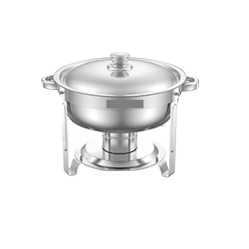 Buffet-Wärmeset Aus Edelstahl 4er-Pack Chafing Dish Buffet-Set Edelstahl W/4 Full Size Pan Round Catering Warmer Server for Party-Bankette(Silvery) von ATEUXOL