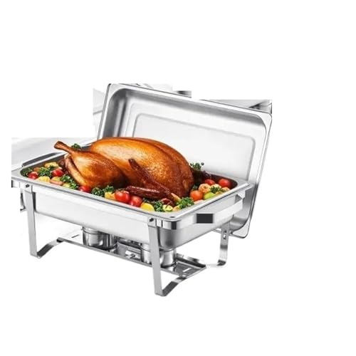 Buffet-Wärmeset Aus Edelstahl 8 Qt 4/6 Pack Chafing Dish Buffet Set Edelstahl Rechteck Catering Wärmer Server Mit Deckel Wasser Pan for Party(4 Packs) von ATEUXOL