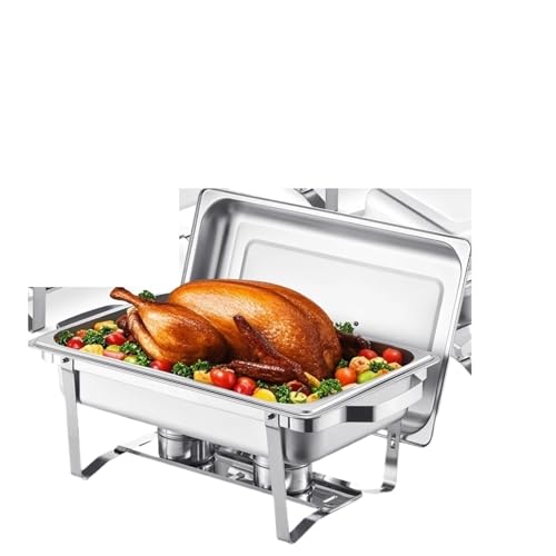 Buffet-Wärmeset Aus Edelstahl 8 Qt 4er-Pack Chafing Dish Buffet-Set Edelstahl mit 2 Pfannen in voller Größe und 4 in halber Catering Warmhalter Server(Silvery) von ATEUXOL