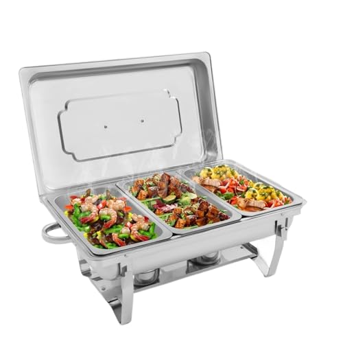 Buffet-Wärmeset Aus Edelstahl Chafing Dish Buffet-Set, Gatherings Selbstbedienungs-Herd-Speiseteller, 410 Edelstahl-Buffet-Geschirr-Set, mit 3 Speisefächern Buffet-Wärmeset Aus Edelstahl Chafing Dish Buffet-Set, Gatherings Selbstbedienungs-Herd-Speiseteller, 410 Edelstahl-Buffet-Geschirr-Set, mit 3 Speisefächern von ATEUXOL