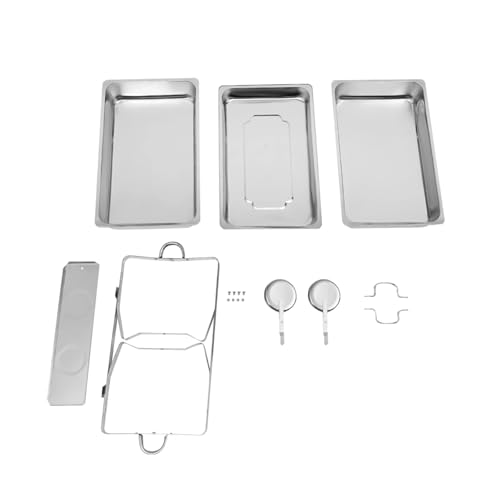 Buffet-Wärmeset Aus Edelstahl Chafing Dish Buffet-Set mit 1/2/3 Fächern, Edelstahl, Catering-Server, Speisenwärmer, Behälter Deckel(Single-Compartment) von ATEUXOL