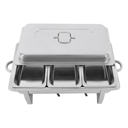 Buffet-Wärmeset Aus Edelstahl Chafing Dish-Buffet-Set mit 3 Fächern aus 410er Edelstahl Einstellbarer Heizung/Kühlung for Festbrennstoffe, ideal for Hochzeiten/Partys Buffet-Wärmeset Aus Edelstahl Chafing Dish-Buffet-Set mit 3 Fächern aus 410er Edelstahl Einstellbarer Heizung/Kühlung for Festbrennstoffe, ideal for Hochzeiten/Partys von ATEUXOL