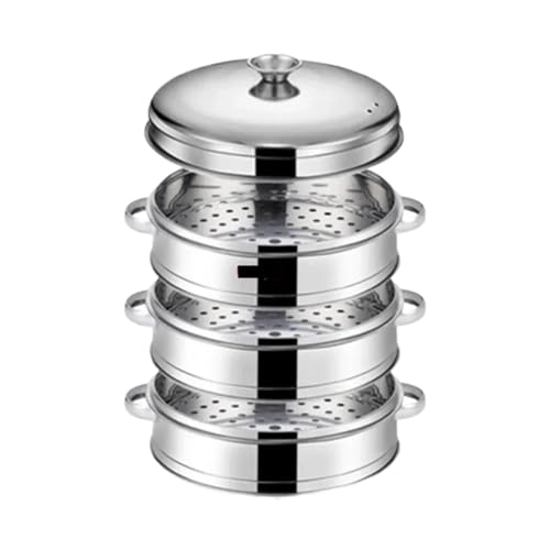 Dampfgarer aus Edelstahl Dampfgarer aus Edelstahl, for gedämpfte gefüllte Brötchen, Küchenutensilien, mehrschichtiger Einsatz mit Halter, Instant Pot Dampfkorb(16.5cm 3 layer 1 Lid) von ATEUXOL