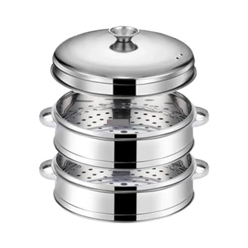 Dampfgarer aus Edelstahl Dampfgarer aus Edelstahl, for gedämpfte gefüllte Brötchen, Küchenutensilien, mehrschichtiger Einsatz mit Halter, Instant Pot Dampfkorb(20.5cm 2 layer 1 Lid) von ATEUXOL