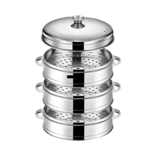 Dampfgarer aus Edelstahl Dampfgarer aus Edelstahl, for gedämpfte gefüllte Brötchen, Küchenutensilien, mehrschichtiger Einsatz mit Halter, Instant Pot Dampfkorb(20.5cm 3 layer 1 Lid) von ATEUXOL