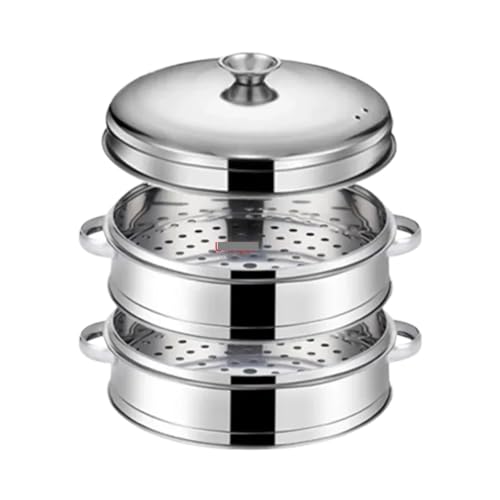 Dampfgarer aus Edelstahl Dampfgarer aus Edelstahl, for gedämpfte gefüllte Brötchen, Küchenutensilien, mehrschichtiger Einsatz mit Halter, Instant Pot Dampfkorb(22.5cm 2 layer 1 Lid) von ATEUXOL