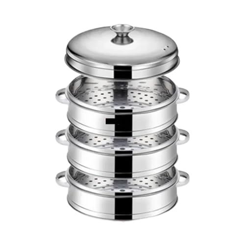 Dampfgarer aus Edelstahl Dampfgarer aus Edelstahl, for gedämpfte gefüllte Brötchen, Küchenutensilien, mehrschichtiger Einsatz mit Halter, Instant Pot Dampfkorb(22.5cm 3 layer 1 Lid) von ATEUXOL