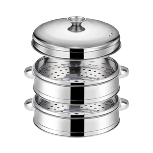 Dampfgarer aus Edelstahl Dampfgarer aus Edelstahl, for gedämpfte gefüllte Brötchen, Küchenutensilien, mehrschichtiger Einsatz mit Halter, Instant Pot Dampfkorb(27.4cm 2 layer 1 Lid) von ATEUXOL