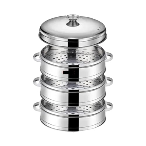 Dampfgarer aus Edelstahl Dampfgarer aus Edelstahl, for gedämpfte gefüllte Brötchen, Küchenutensilien, mehrschichtiger Einsatz mit Halter, Instant Pot Dampfkorb(27.4cm 3 layer 1 Lid) von ATEUXOL