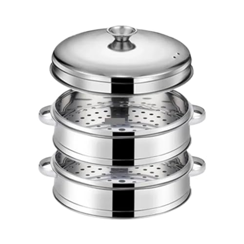 Dampfgarer aus Edelstahl Dampfgarer aus Edelstahl, for gedämpfte gefüllte Brötchen, Küchenutensilien, mehrschichtiger Einsatz mit Halter, Instant Pot Dampfkorb(29.4cm 2 layer 1 Lid) von ATEUXOL