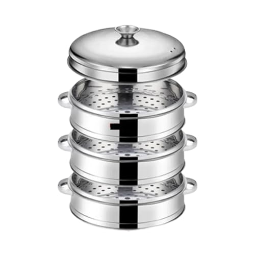 Dampfgarer aus Edelstahl Dampfgarer aus Edelstahl, for gedämpfte gefüllte Brötchen, Küchenutensilien, mehrschichtiger Einsatz mit Halter, Instant Pot Dampfkorb(29.4cm 3 layer 1 Lid) von ATEUXOL