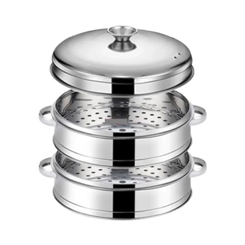 Dampfgarer aus Edelstahl Dampfgarer aus Edelstahl, for gedämpfte gefüllte Brötchen, Küchenutensilien, mehrschichtiger Einsatz mit Halter, Instant Pot Dampfkorb(31.4cm 2 layer 1 Lid) von ATEUXOL