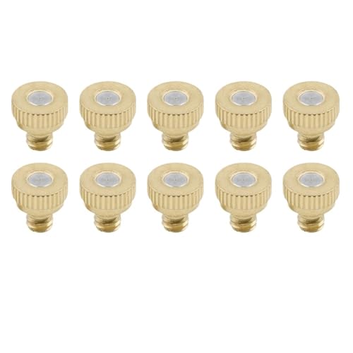 Messing-Nebeldüsen 10 stücke Messing Vernebelungsdüsen for Gartensprinkler Mister Outdoor Kühlsystem Gartenbewässerung Sprinkler Zubehör(0.2mm) von ATEUXOL