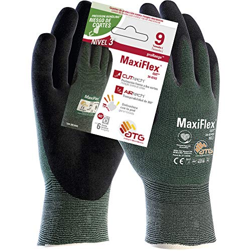 ATG 34-8743 MaxiFlex® CutTM Schnittschutzhandschuh Level 3B, Grau/Grün, Größe 7, 1 Paar von ATG