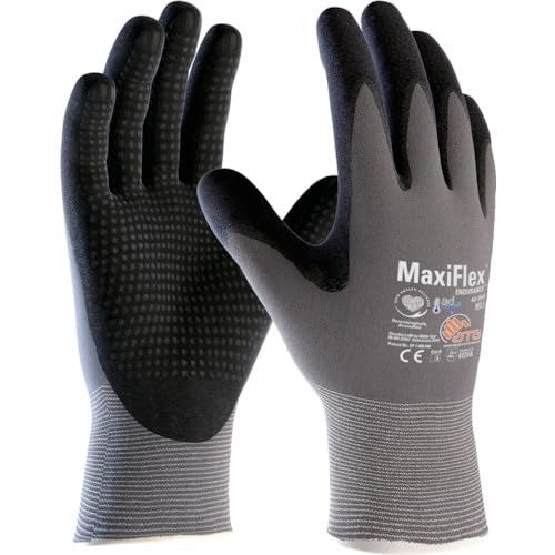 ATG 42-844/09 MaxiFlex Endurance Handschuh mit AD-APT Technologie, Strickbund, Beschichtete Handinnenfläche, 1.0mm Handflächendicke, 23cm Länge, Schwarz/Grau, Größe 09 von ATG