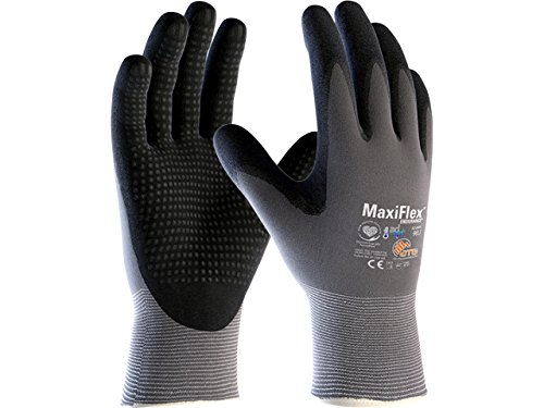 ATG 42-844/10 MaxiFlex Endurance Handschuh mit AD-APT Technologie, Strickbund, Beschichtete Handinnenfläche, 1.0mm Handflächendicke, 23cm Länge, Schwarz/Grau, Größe 10 von ATG