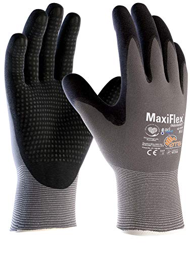 ATG 42-844/11 MaxiFlex Endurance Handschuh mit AD-APT Technologie, Strickbund, Beschichtete Handinnenfläche, 1.0mm Handflächendicke, 23cm Länge, Schwarz/Grau, Größe 11 von ATG