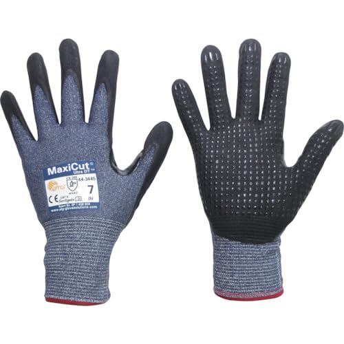 ATG 44-3445/07 MaxiCut Ultra Handschuh, Strickbund, Beschichtete Handinnenfläche, 1.1mm Handflächendicke, 24.5cm Länge, Schwarz/Blau, Größe 07 von ATG