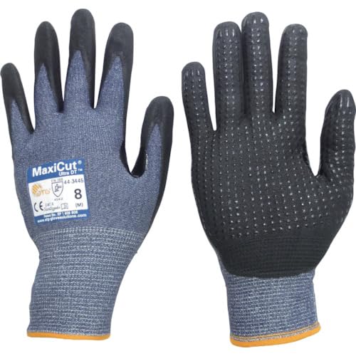 ATG 44-3445/08 MaxiCut Ultra Handschuh, Strickbund, Beschichtete Handinnenfläche, 1.1mm Handflächendicke, 24.5cm Länge, Schwarz/Blau, Größe 08 von ATG
