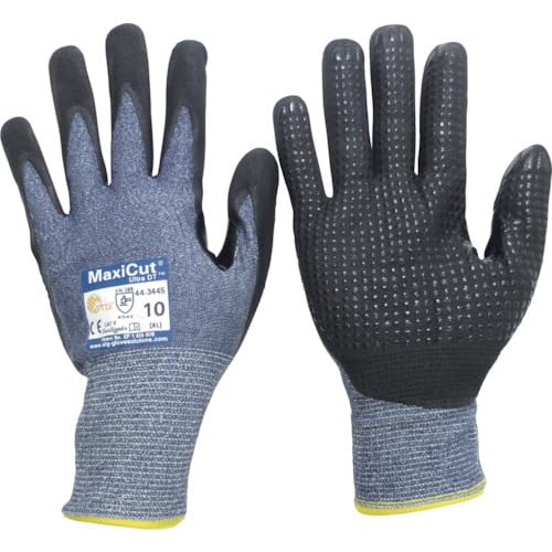 ATG 44-3445/10 MaxiCut Ultra Handschuh, Strickbund, Beschichtete Handinnenfläche, 1.1mm Handflächendicke, 24.5cm Länge, Schwarz/Blau, Größe 10 von ATG