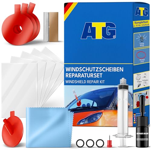 ATG® Steinschlag Reparaturset Windschutzscheibe - Universelles Auto Glas Reparatur Set - Professionelles Windschutzscheibe Reparaturset - Schnell & einfach - Praktisches Steinschlag Reparatur Set von ATG