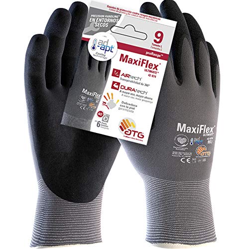 ATG MaxiFlex UltimateTM Ad-Apt A42-874IND-T9 Handschuh, Größe 9, Grau/Schwarz von ATG