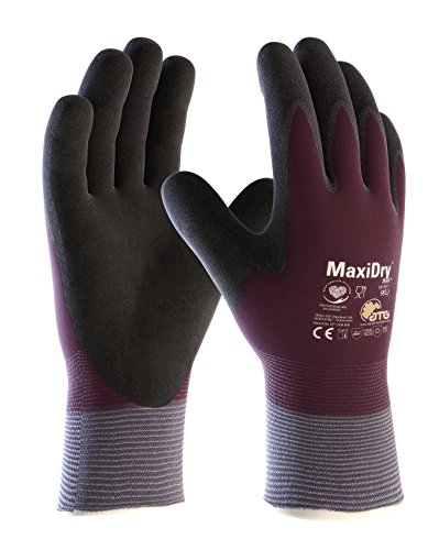 ATG 56-451/09 MaxiDry Zero Handschuh, Strickbund, Komplett Beschichtet, 2.0mm Handflächendicke, 28cm Länge, Lila/Schwarz/Dunkelblau, Größe 09 von ATG