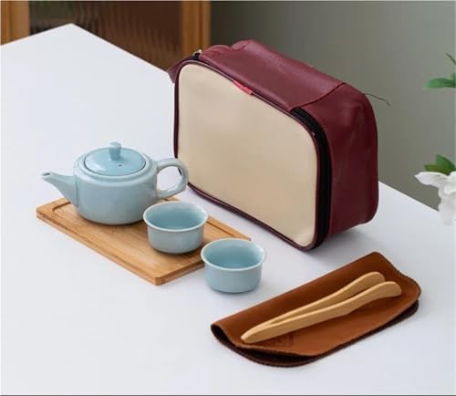 1 Kanne, 2 Tassen, Tasche, Handtuchhalter, Teller, Reise-Kung-Fu-Tee-Set Teetassen-Set Teeservice Mit Teekanne(Type-C) von ATGQBCF