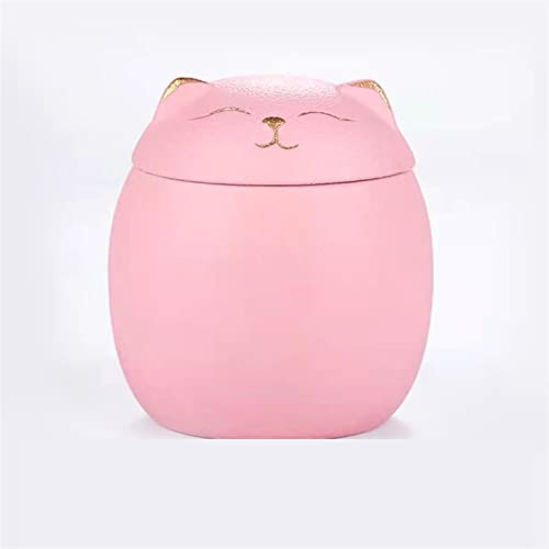 ATGQBCF Tierurne Urne Katzenform Asche Von Haustieren Urnen Katzenform Handgefertigte Schwarze Dekorative Urnen Die Beerdigung Gedenkstätten Für Haustiere(Pink,M) von ATGQBCF