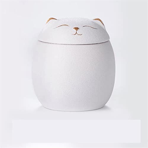 ATGQBCF Tierurne Urne Katzenform Asche Von Haustieren Urnen Katzenform Handgefertigte Schwarze Dekorative Urnen Die Beerdigung Gedenkstätten Für Haustiere(White,M) von ATGQBCF