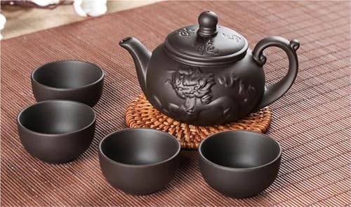 Handgefertigte Yixing-Keramikzwiebeln Definieren Das Kung-Fu-Teespiel [1 Bule + 4 Kopien] Yixing-Ton-Ei Teekanne-Ei Chalet Teetassen-Set Teeservice Mit Teekanne(Type-B) von ATGQBCF