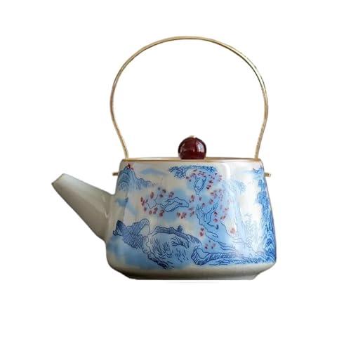 Kung Fu Tee-Set Hause Brauen Teekanne Büro Einzigen Topf Tee Brewer Offene Scheibe Ru Ofen Einfache Hebe Balken Topf Keramik Teetassen-Set Teeservice Mit Teekanne(Type-A) von ATGQBCF