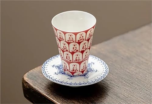 Porzellan Red Dust Cup Untertasse Set Teeschale Mit Halter Kit Persönliches Chazahan Teaset Kreative Tausend Buddha Teetasse Weiß Teetassen-Set Teeservice Mit Teekanne von ATGQBCF