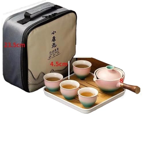 Tee Tablett Tragbare Reise Tee-Set Keramik Rotierenden Seite Griff Topf Faul Tee Brauen Set Hause Ein Topf Vier Tassen Teetassen-Set Teeservice Mit Teekanne(Type-E) von ATGQBCF