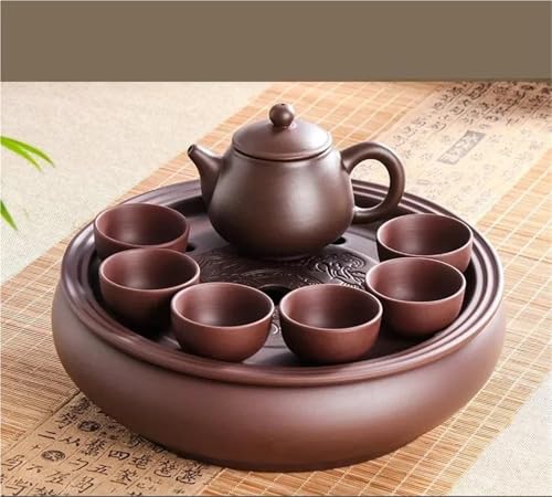 Teekanne 8-teiliger Teeanzug Teezeremonie Geschäftsangelegenheiten Geschenk Yixing Lila Sand Teeset Teetablett Teetassen-Set Teeservice Mit Teekanne(Type-G) von ATGQBCF