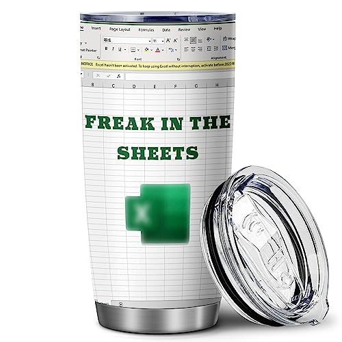 ATHAND Buchhalter-Tasse Geschenke,Buchhalter lustige Tassen,Freak In The Sheets Excel Mug-Excel Shortcut,Edelstahlbecher Geschenke für Buchhalter, NA CPA, CFO, Kollegen, Männer, Frauen Tumbler 590 ml von ATHAND