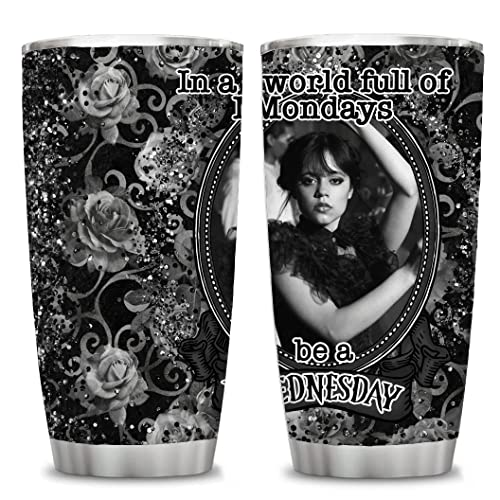 Wednesday Dancing Queen Partybecher mit Deckel, 590 ml Fassungsvermögen, mit Deckel, In A World Full Of Mondays Be A Wennesday, Addams TV-Show Merchandise für Frauen, Mädchen, Liebhaber, Geschenk von ATHAND