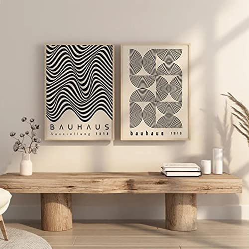 ATHFIN Boho Bauhaus Kunstwerk Poster Mid Century Modern Wandkunst Leinwand Gemälde Retro Druckbild Wohnzimmer Inneneinrichtung 20 x 30 cm x 2 Rahmenlos von ATHFIN