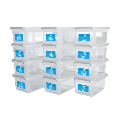 ATHLON TOOLS 12x 1,5L Aufbewahrungsboxen mit Deckel klein – 100% Neumaterial - transparent - BPA Frei – stapelbare Behälter – graue Verschlussclips – nahezu Luftdicht - Organizer von ATHLON TOOLS