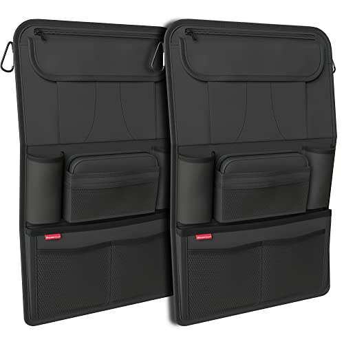 ATHLON TOOLS 2x Autositz-Organizer mit integrierter Tablet-Halter - Verstärkte Rückseite - mit Extra Federtasche - für Business und Kinder - Designed in Hamburg (Schwarz / 2er-Sparset) von ATHLON TOOLS