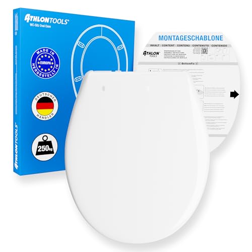 ATHLON TOOLS WC-Sitz mit Softclose, Oval, Quick-Release, Toilettendeckel mit Absenkautomatik, ultraschnell abnehmbar von ATHLON TOOLS