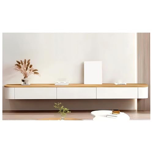 ATHOMASM Moderne, Schwebende TV-Konsole, Wandmontage, Entertainment-Wandregal, Medienkonsole, TV-Schrank, TV-Tablett, Mit Tür Und Stauraum, Für Zuhause, Büro, Platzsparend(Natural,180cm) von ATHOMASM