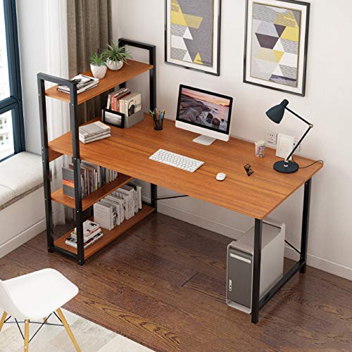 ATHUAH Computertisch mit 3-stufigen Regalen, Stabiler Arbeitsschreibtisch mit Metallrahmen für das Heimbüro, Bürotisch für kleine Räume, moderner PC-Laptop-Schreibtisch, einfach zu montieren, von ATHUAH